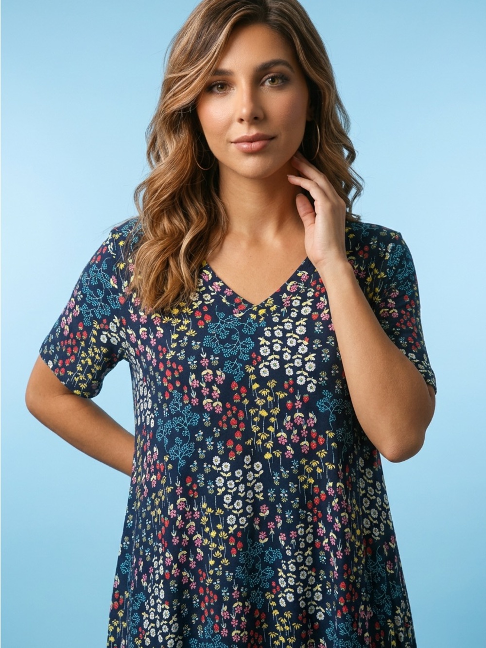 Shannon Passero Floral Print Knit Midi Casual Dress -M